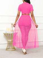 Solid Tee & Studded Sheer Skirt Set
