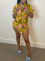Printed Tied Shirt & Shorts Set