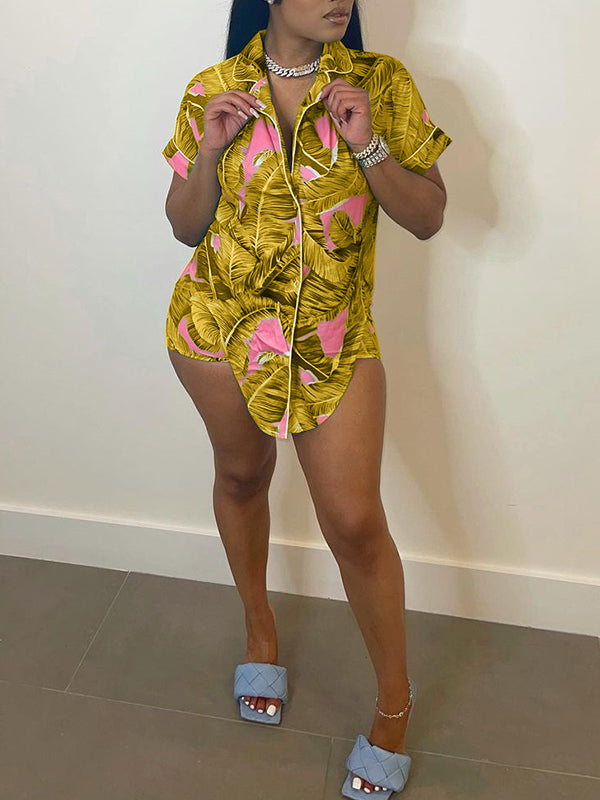 Printed Tied Shirt & Shorts Set