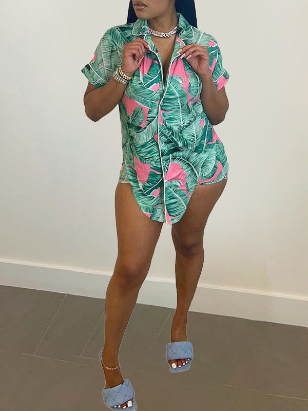 Printed Tied Shirt & Shorts Set