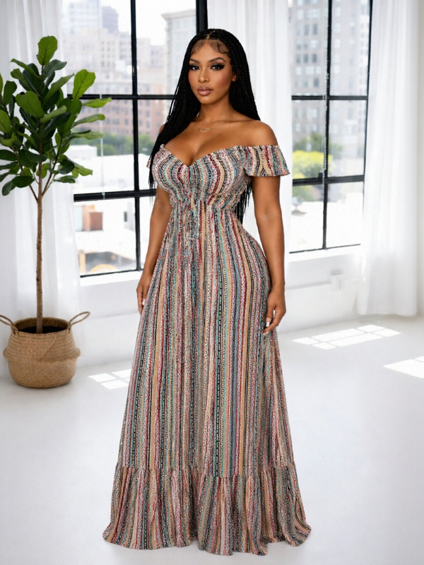 Stripe Off-Shoulder Dress