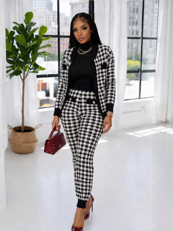 Houndstooth Jacket & Pants Set