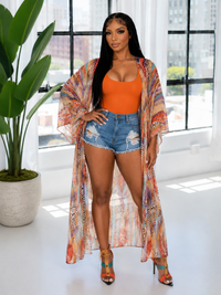 Bellizimos Printed Chiffon Kimono
