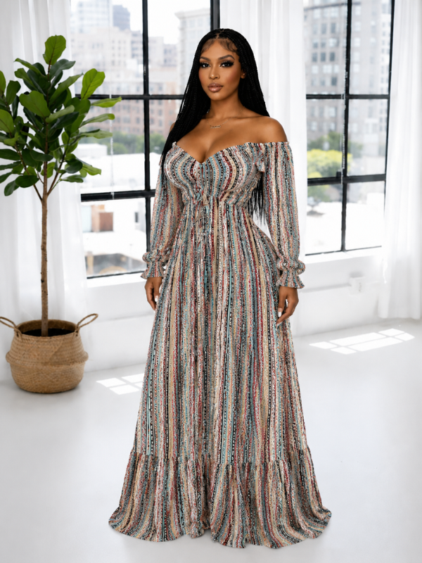 Printed Off-Shoulder Dress