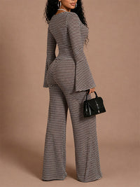 Stripe Top & Wide-Leg Pants Set