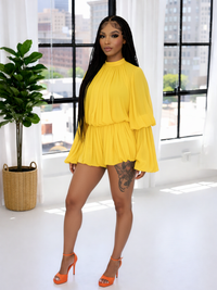 Bell-Sleeve Ruched Top & Shorts Set