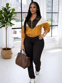 Colorblock Zip Top & Pants Set