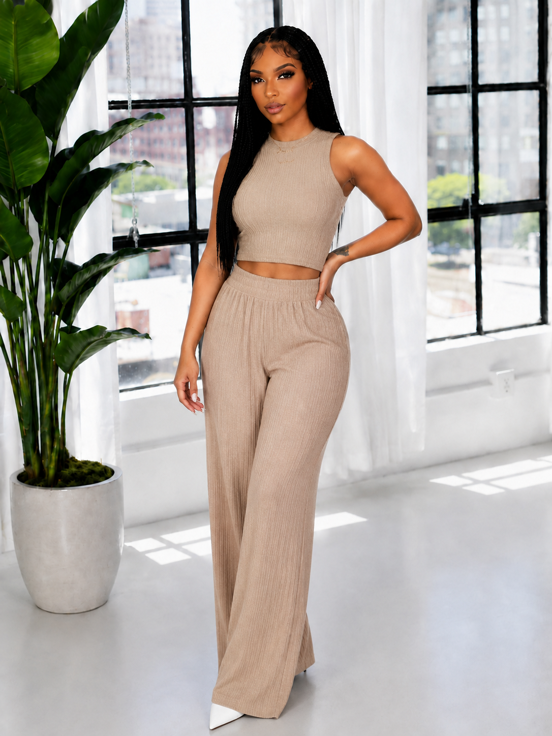 Solid Tank Top & Pants Set