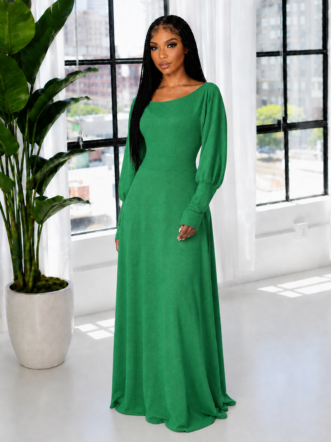 Bishop Sleeve Maxi Dress