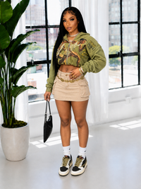 Printed Zip-Front Hoodie--Clearance