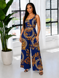 Printed Sleeveless Wide-Leg Jumpsuit