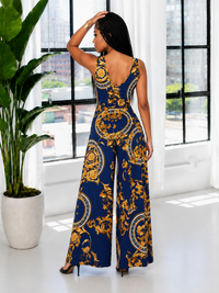Printed Sleeveless Wide-Leg Jumpsuit