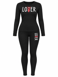 Letter Print Two-Piece Set