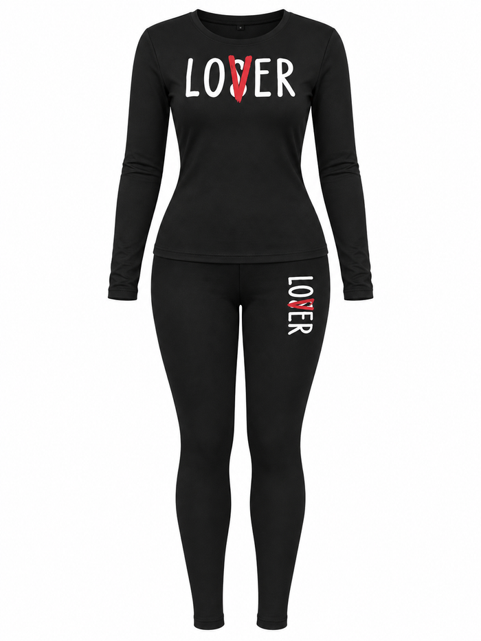 Letter Print Two-Piece Set