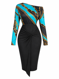 Printed Combo Bodycon Dress