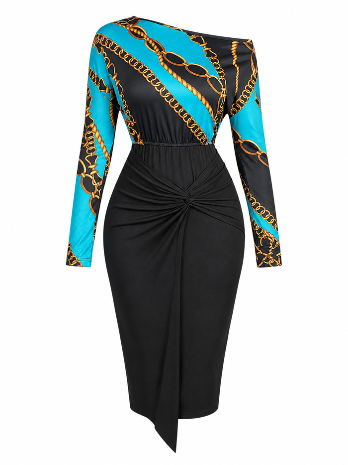 Printed Combo Bodycon Dress