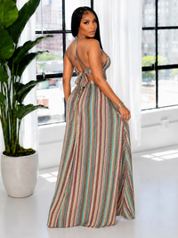 Stripe Sleeveless Tied Dress