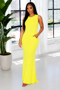 Solid Sleeveless Slit Dress
