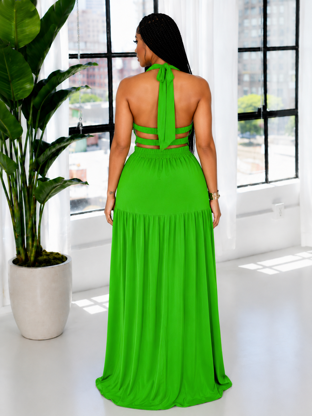 Bellizimos Halter Elastic-Waist Maxi Dress