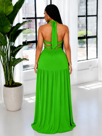 Bellizimos Halter Elastic-Waist Maxi Dress