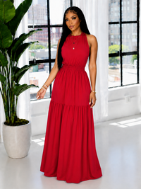Bellizimos Halter Elastic-Waist Maxi Dress