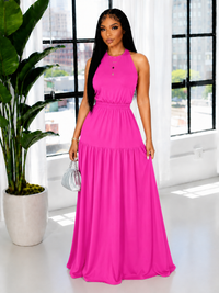 Bellizimos Halter Elastic-Waist Maxi Dress