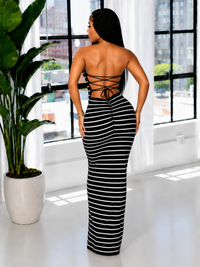 Stripe Halter Maxi Dress