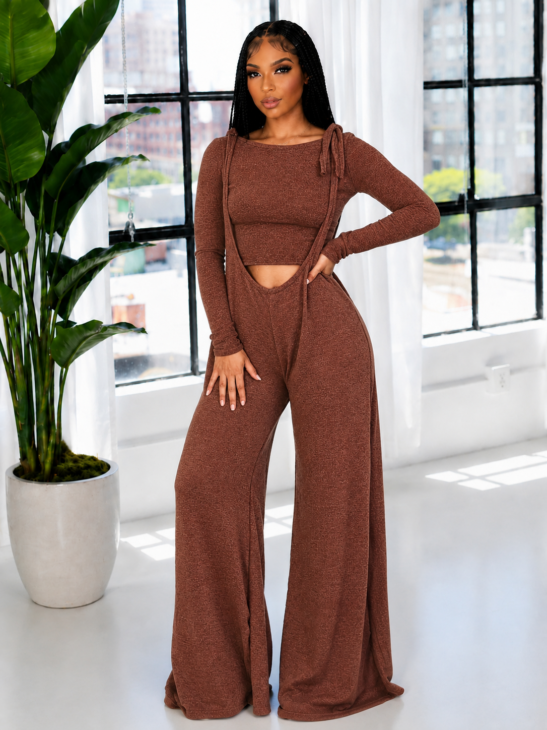 Coffee Sweatshirt & Overall Set