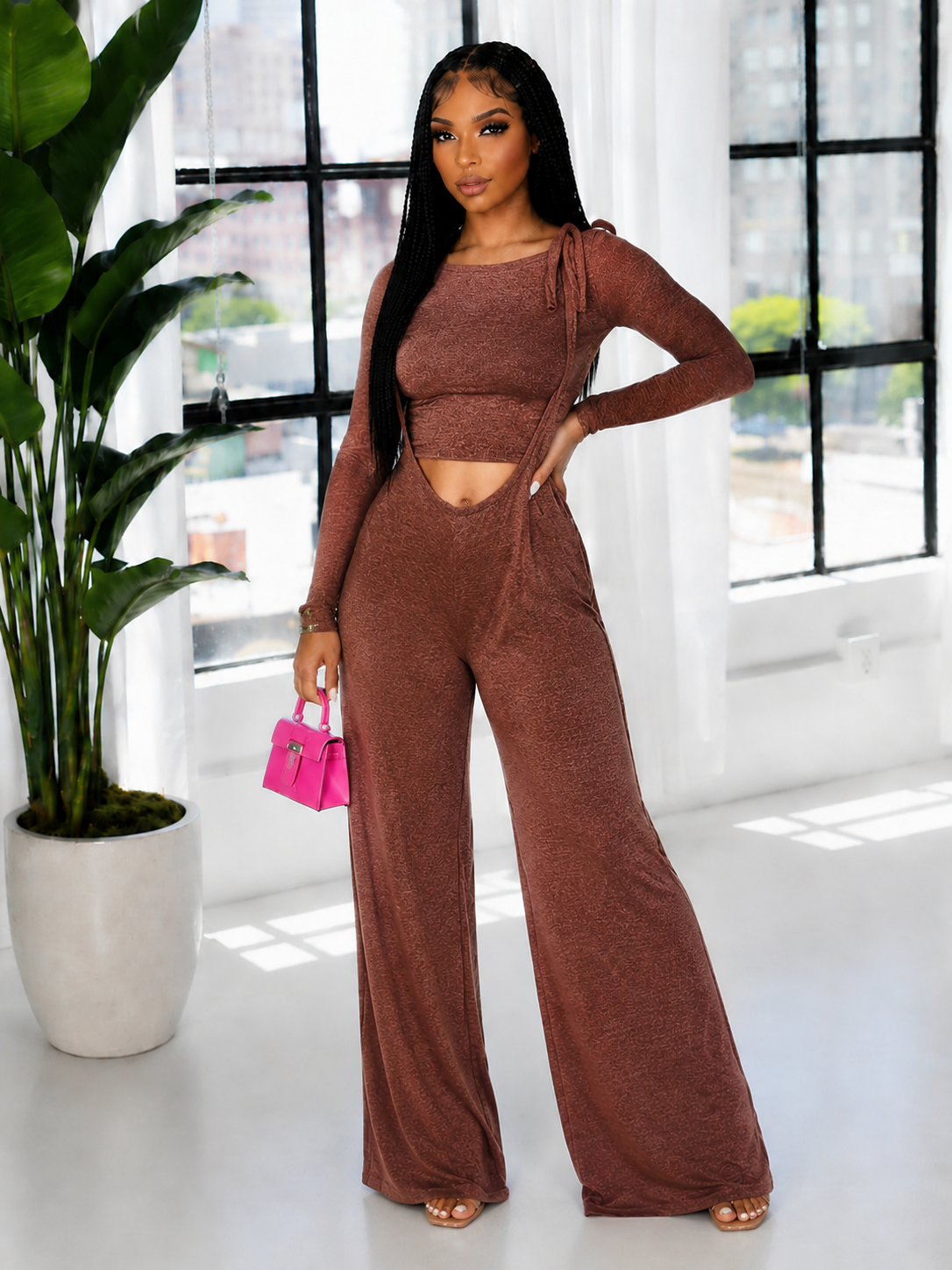 Coffee Sweatshirt & Overall Set