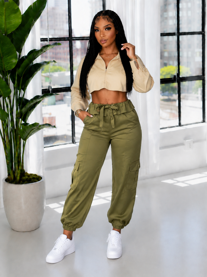 Tied Cargo Pants-Clearance