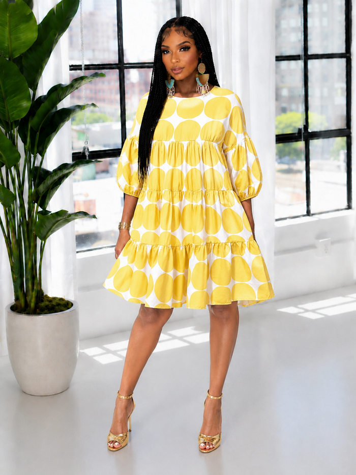 Dot Ruffle Dress-Clearance
