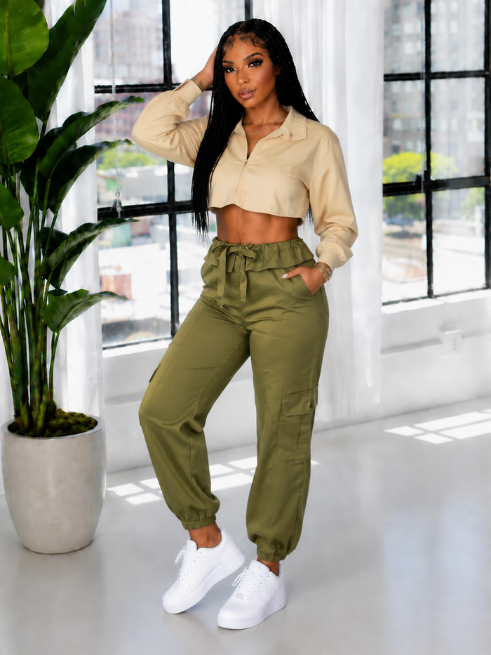 Tied Cargo Pants-Clearance