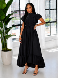 Solid Ruffle Shirt Dress