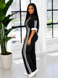 Stripe Zip-Front Jumpsuit