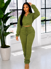Zip-Front Sweatshirt & Pants Set