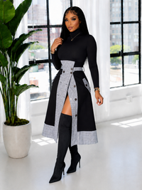 Plaid Combo Button Skirt