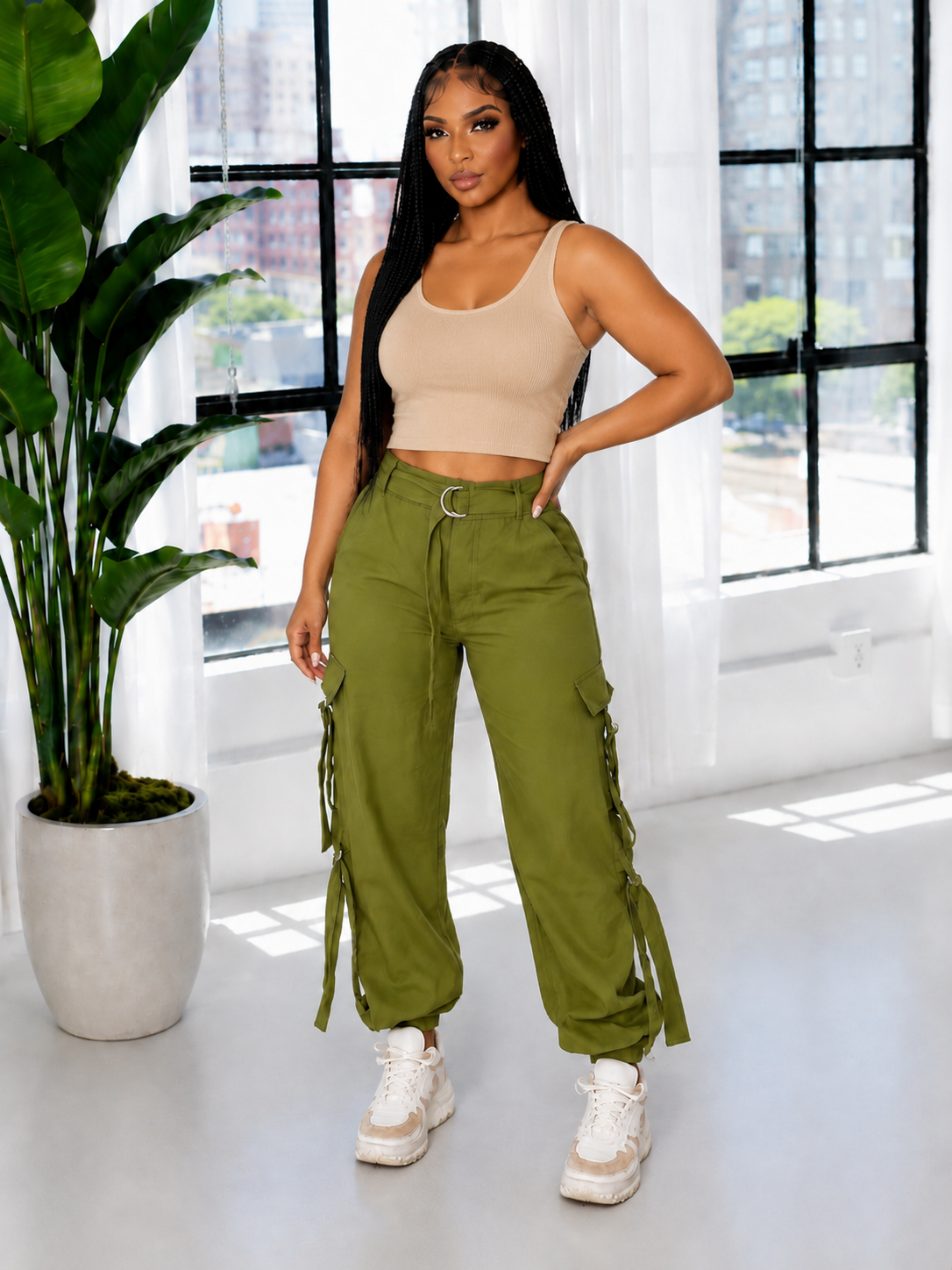 Solid Cargo Pants