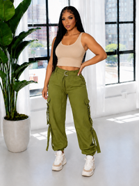 Solid Cargo Pants