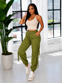 Solid Cargo Pants