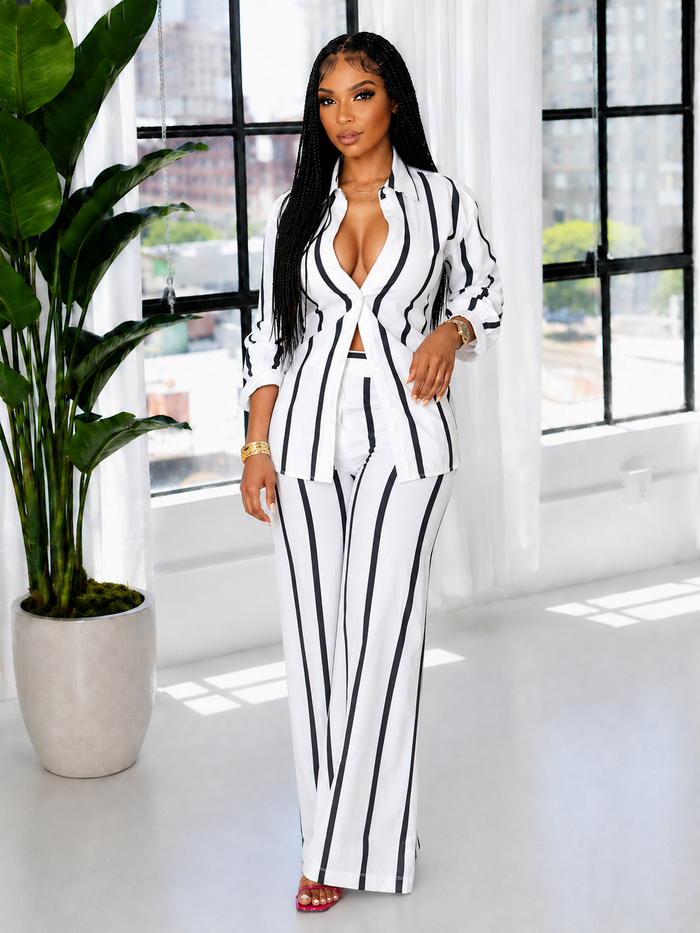 Stripe Shirt & Pants Set