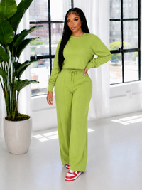 Solid Sweatshirt & Pants Set