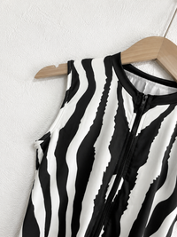 Printed Zip-Front Sleeveless Jumpsuit