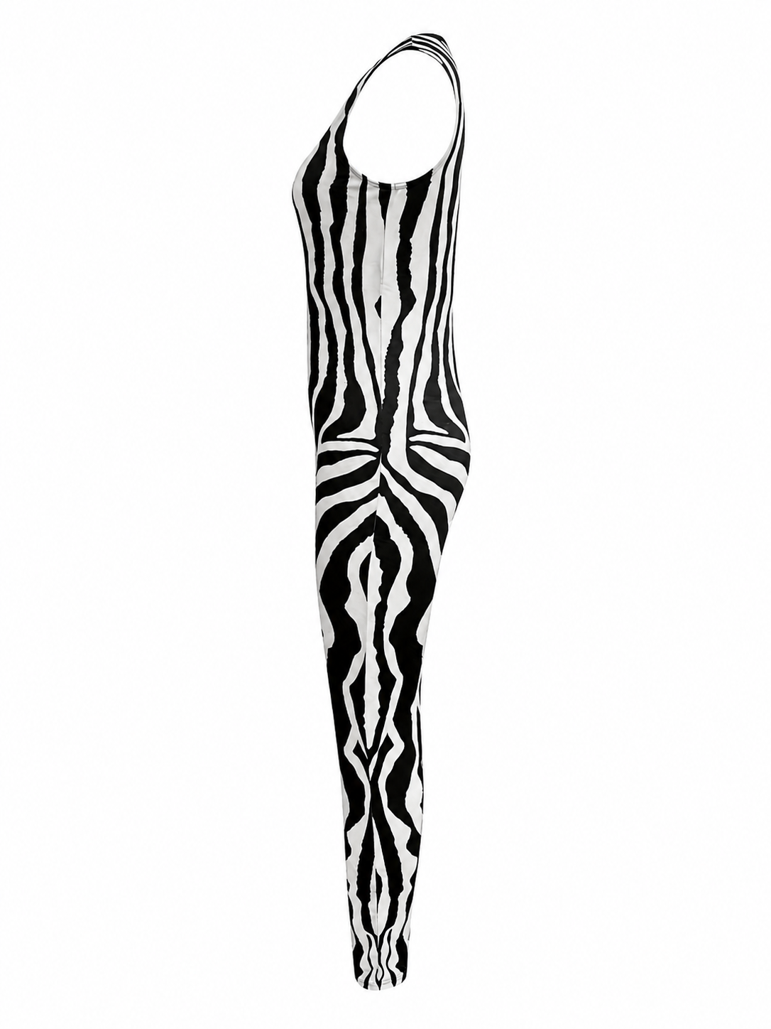 Printed Zip-Front Sleeveless Jumpsuit