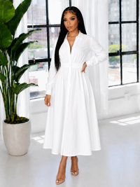 Solid Cinched-Waist Shirt Dress