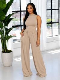 Cutout Back Sleeveless Wide-leg Jumpsuit