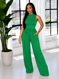 Cutout Back Sleeveless Wide-leg Jumpsuit