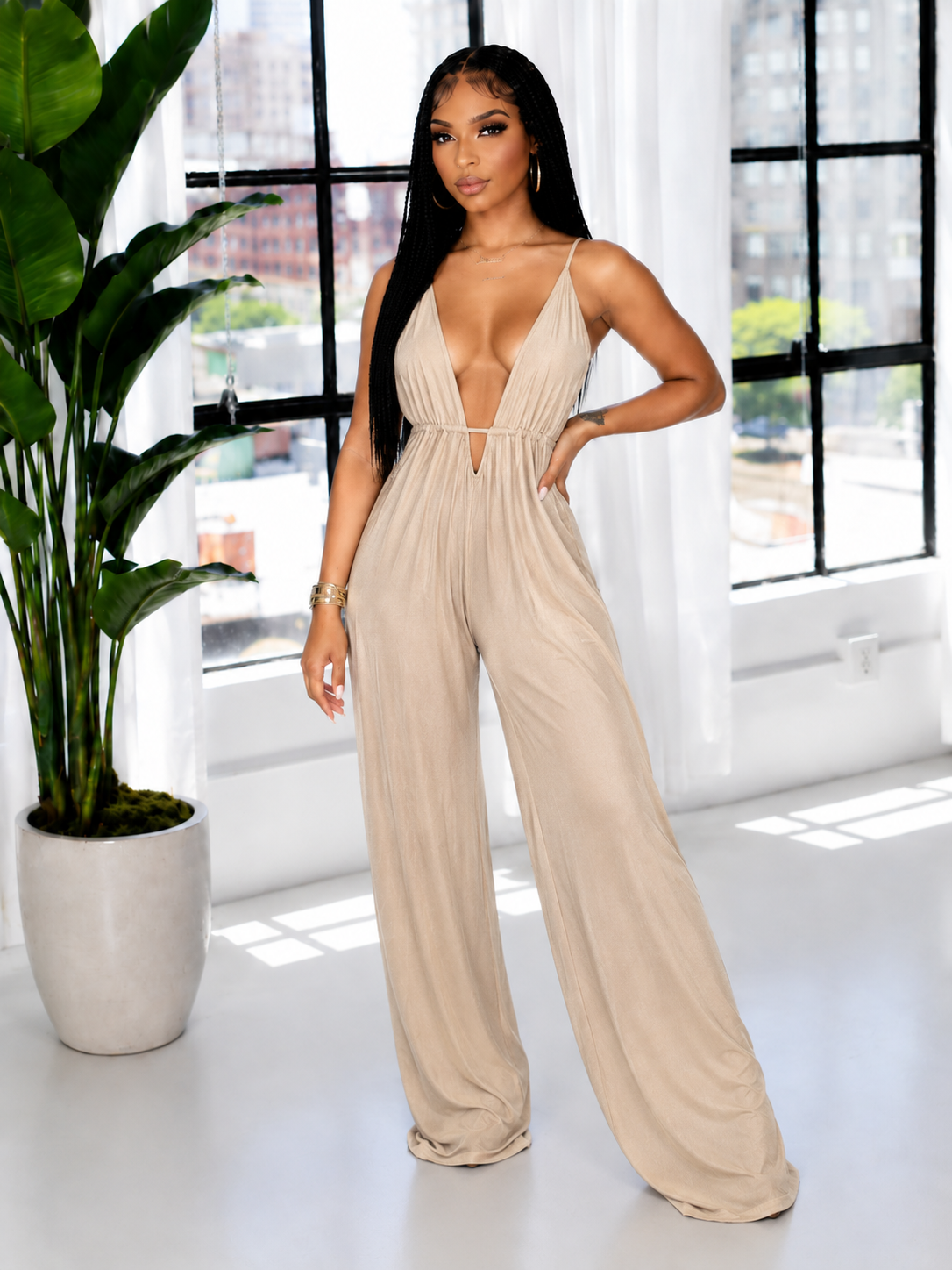 Plunge Cami Jumpsuit---clearance