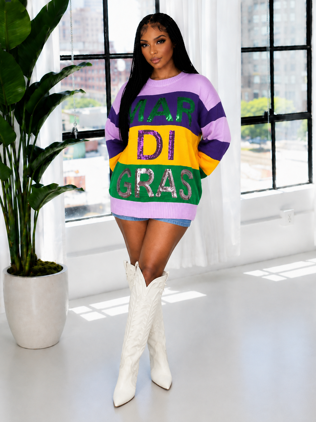Sequin Colorblock Sweater