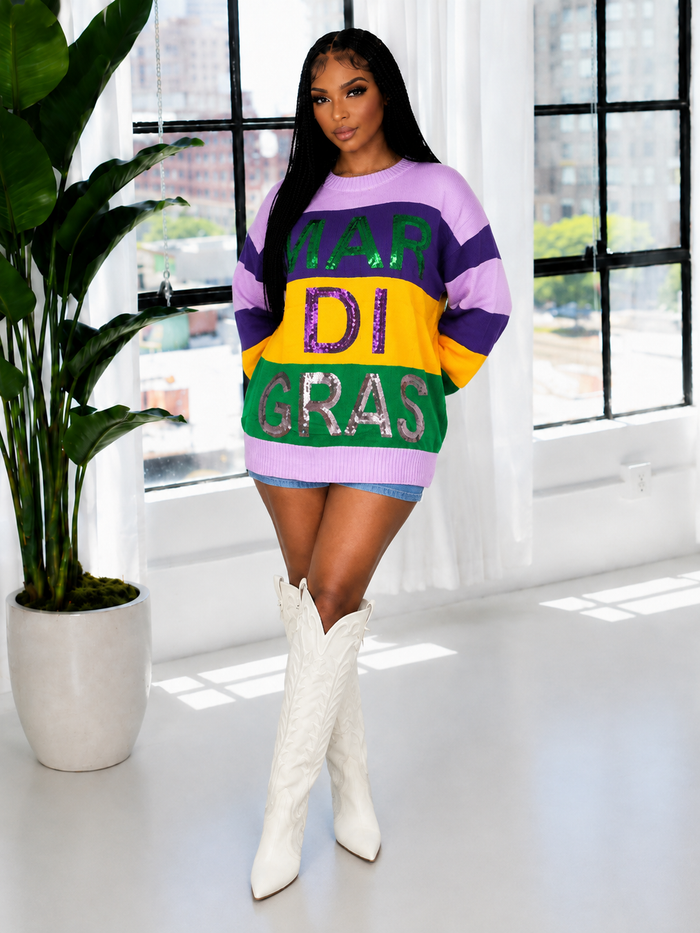 Sequin Colorblock Sweater