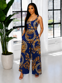 Printed Sleeveless Wide-Leg Jumpsuit